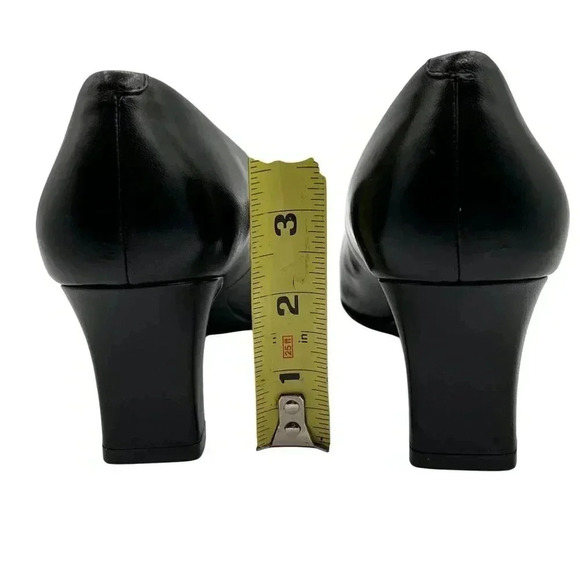 M Patrick Women 7.5W Black Leather Pumps Comfort Business Casual Block Heels - Picture 5 of 13